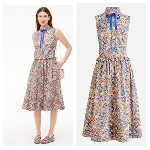 💐JCrew Tall Shirtdress in Liberty Margaret Annie print with removable necktie💐